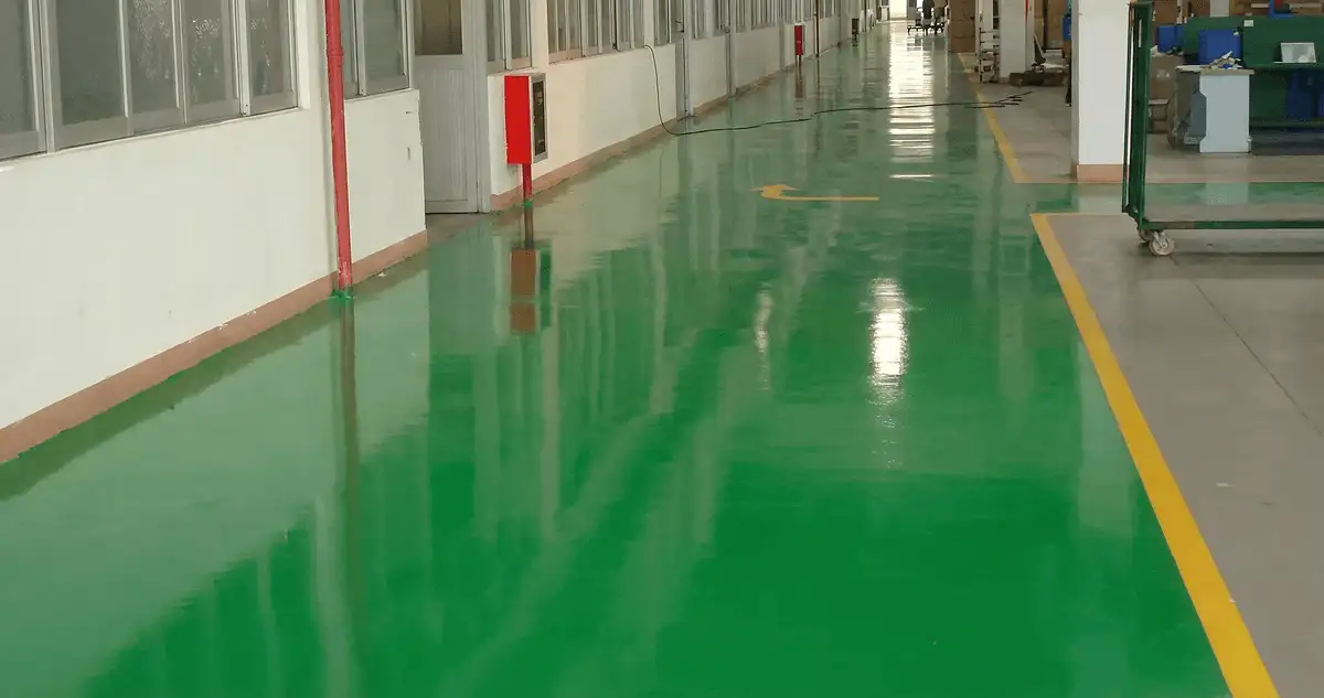 A factory floor professionally covered and marked with epoxy flooring in Toledo, OH