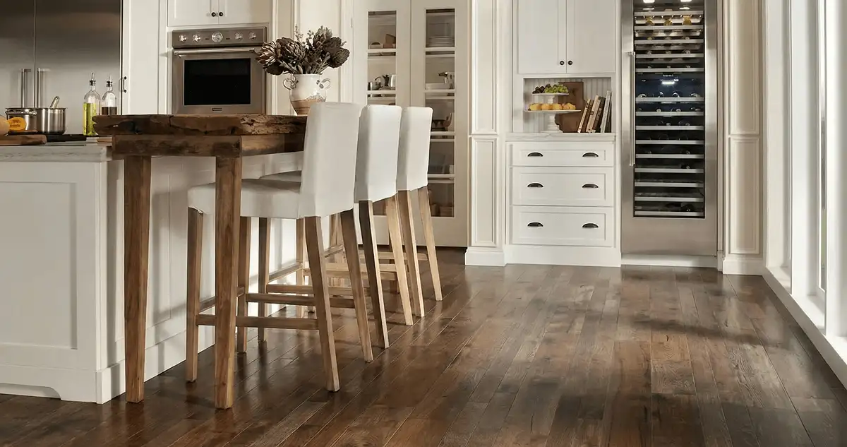 Professionally installed and refinished hardwood flooring in a residential home, showcasing smooth finish and natural wood tones in Toledo, OH